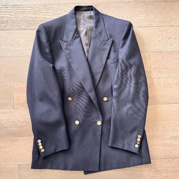 Vintage Christian Dior Monsieur Wool/Mohair Sport Coat Blazer Navy - Picture 10 of 12
